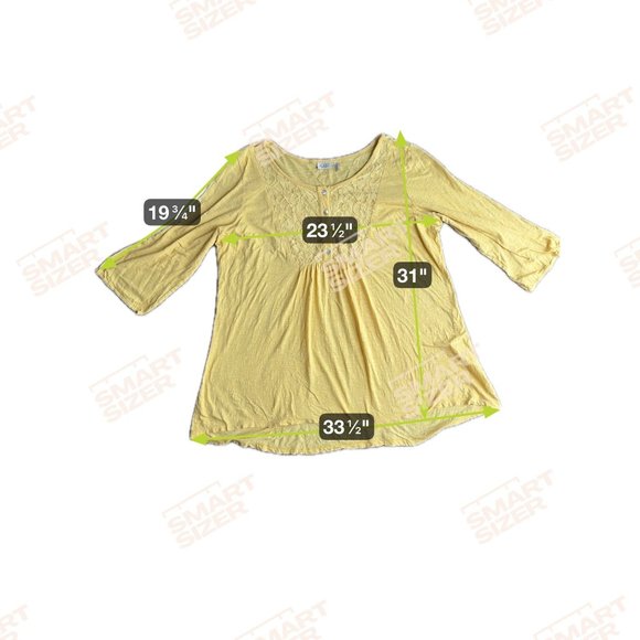 Logo Lori Goldstein‎ Womens Henley Button Tunic Top 1X Button Peasant Empire - Picture 3 of 8